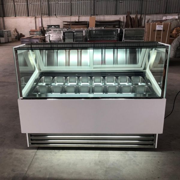16Pans Commercial Ice Cream Display Freezer Movable For Gelato Shop