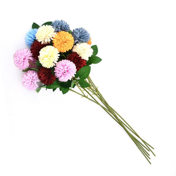 Simulated Three Headed Ball Chrysanthemum Fake Flower Hydrangea Artificial Flower Table Tennis Chrysanthemum Wedding Home Decoration Simulated Hydrangea Bouquet