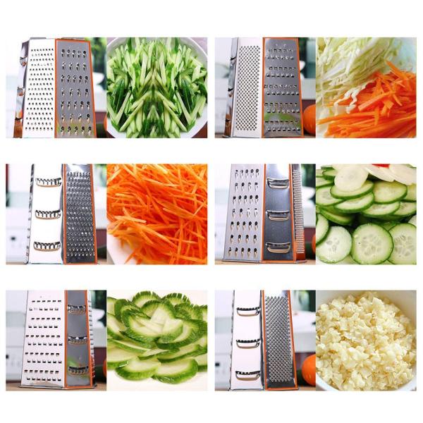 Convenient Handheld Vegetable Slicer and Cheese Grater with Stainless Steel 6-Sided Design