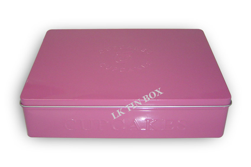 Custom Embossed Rectangle Gift Tin Box With Embossing And Pvc Window
