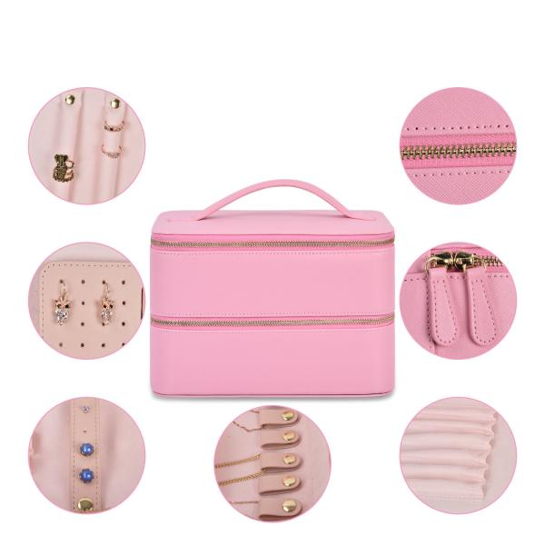 Jewelry Organizer Travel Case Earring Holder Two Double Layer Jewelry Box 9x6x6