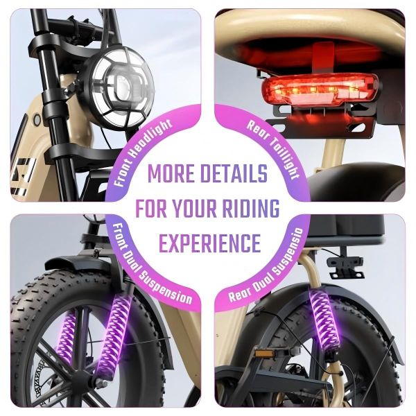 R7 Electric Multi-Purpose E-Bike Brushless Steel Frame Dual Suspension Disc Brake Rear Hub Motor 15AH Electric Utility Bike