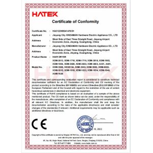 Jieyang City Xindaman Hardware Electric Appliances Co., Ltd. Сертификации