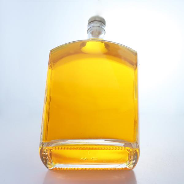 Super Flint Glass Flat Square Rum Vodka Whisky Tequila Gin Bottle with Cork 's Product