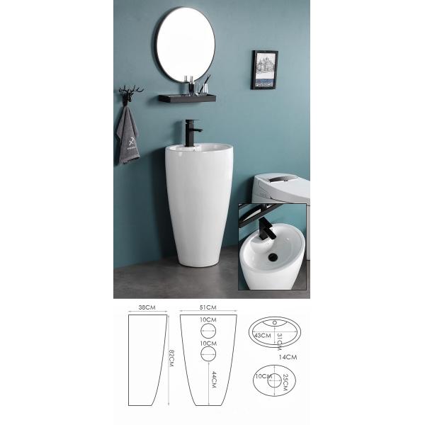 Ceramic Pedestal Free Standing Wash Basin Multiple Shape OEM ODM