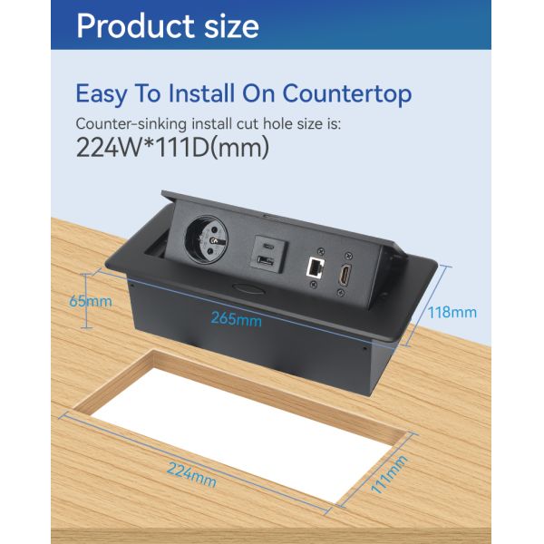 French Recessed Pop Up Electrical Kitchen Counter Sockets Tabletop Outlet