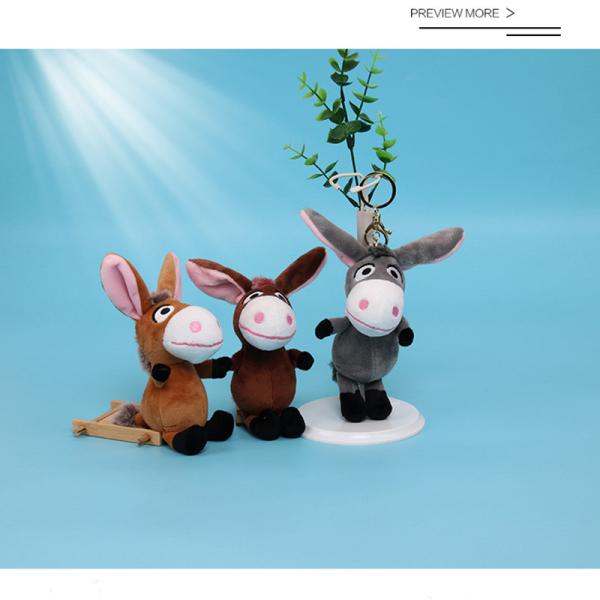 Cute Donkey Shape Plush Keychain Toys Mini Size PP Cotton Filling 13CM