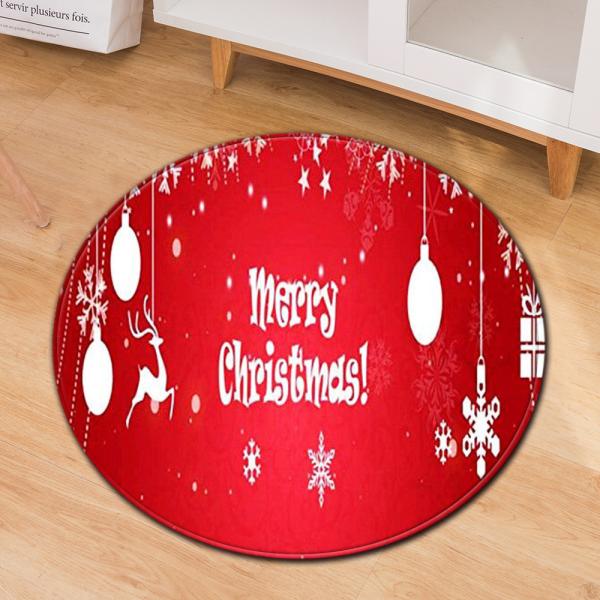 esteira vermelha do escritório de Santa Claus Elk Christmas Festive Floor Mat Anti SlipCircular do círculo de 80cm