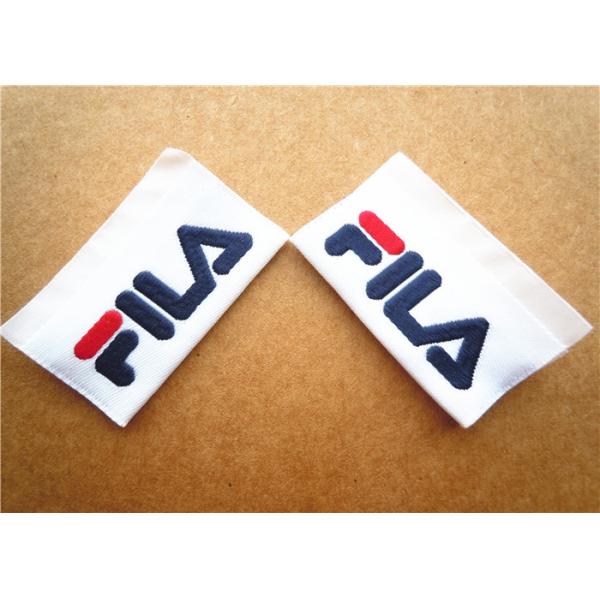 Garments Woven Clothing Label Tags , Sewing Embroidered Clothing Labels