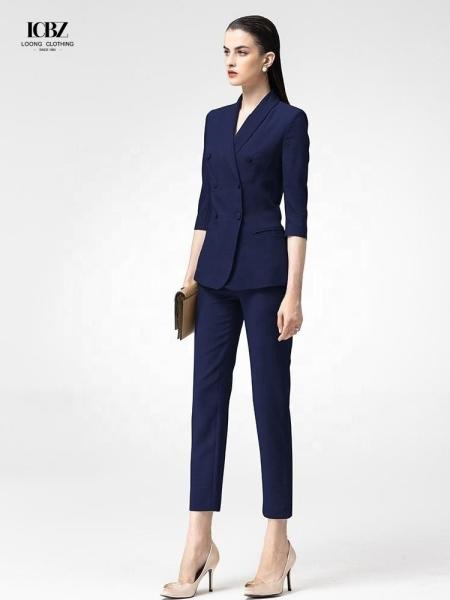 Fashion Custom Cotton Double Breasted Suit Clothing Pants for Women Ladies Office Suits