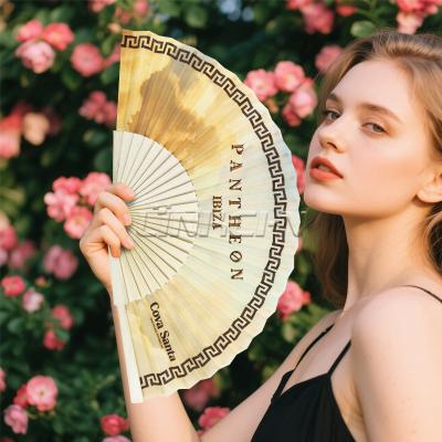 High Quality Custom Wood Bamboo Spanish Hand Fan Printing LOGO for Promotional Gift Wedding Party Art Dance Folding Fans