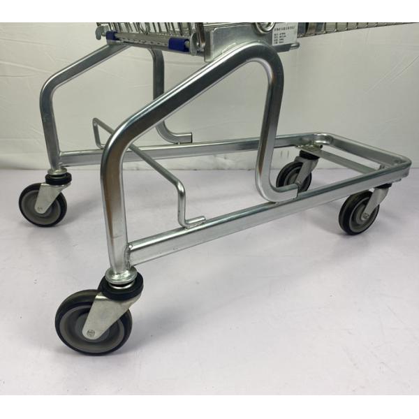 Колеса PU вагонетки немецкого супермаркета посещения универсального магазина бакалеи большой емкости стиля 150L стальные с голубыми пластиковыми частями