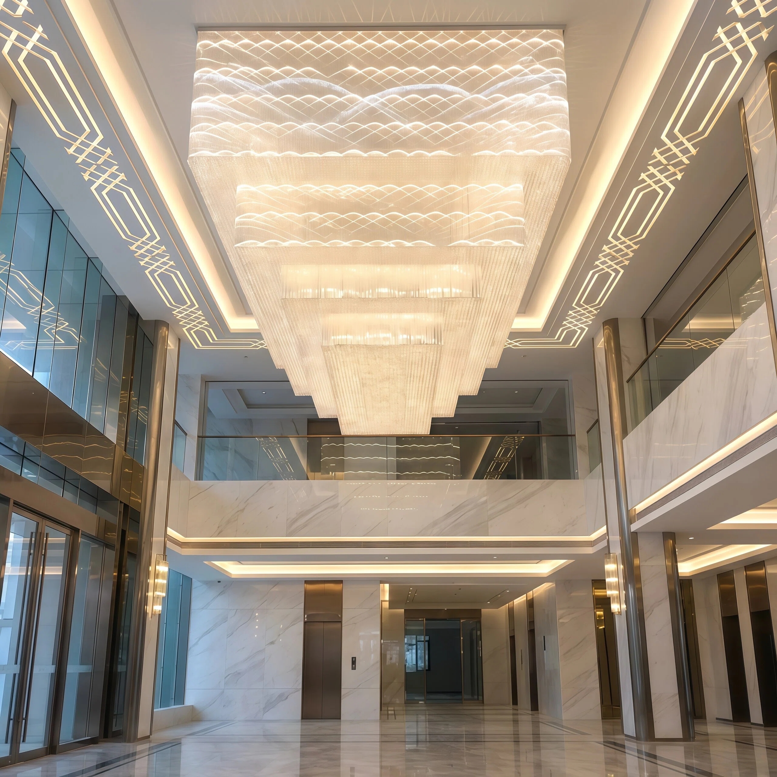 JYLIGHTING Luxury Tiered Rectangular Crystal Chandelier, Custom Metal‑Framed Ceiling Lamp for Grand Lobby and Commercial Interior Projects