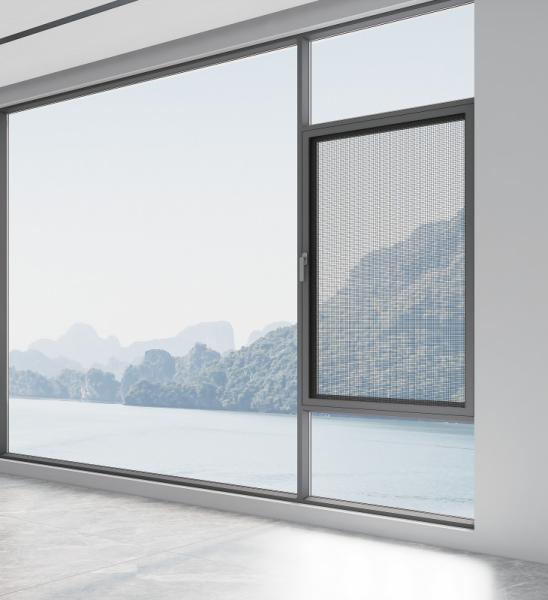 Grey Aluminum Swing Window High Ventilation Casement Windows Open Outward