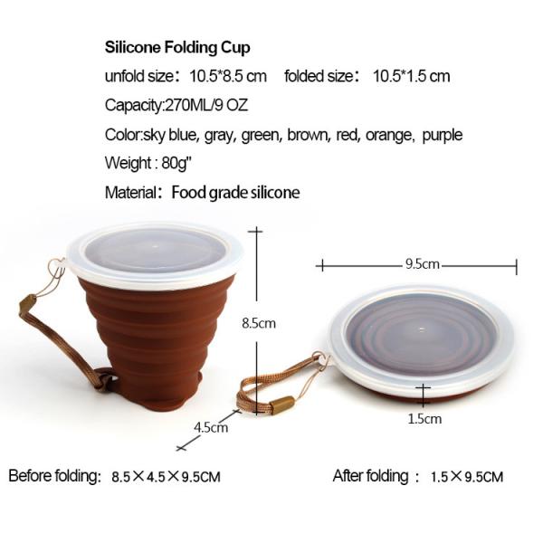 BPA Free Silicone Collapsible Water Cup 9.2oz For Kids