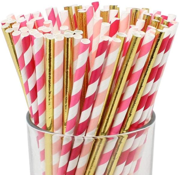6.35mm New Year Party Decoration Biodegradable Wheat Festive Paper Straws