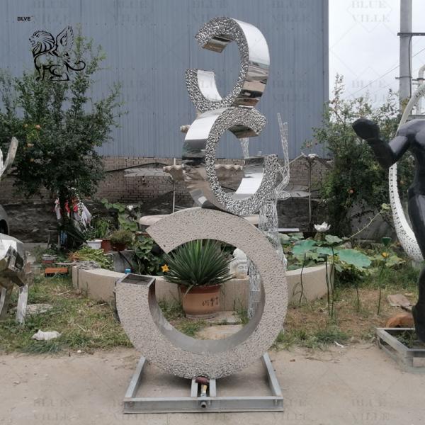 Stainless Steel Sculpture Abstract Metal Garden Fountain Mirror Polished Large Modern Art Sculpture