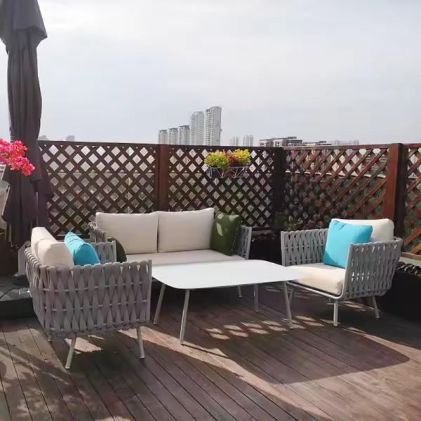 310GM2 Fabric Rope Outdoor Dining Chair Washable Rope Garden Chairs