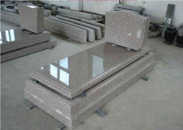 Brown Granite Memorial Headstones European Style Customized Size / Surface