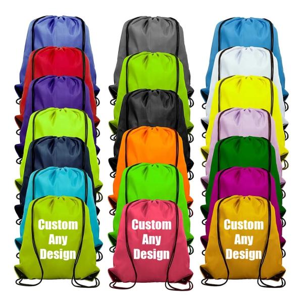 School Bag Trolley Custom Logo Nylon Draw String Backpack with Waterproof Material