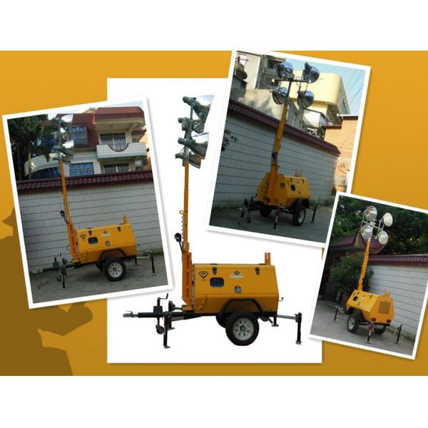 Low Noise Trailer Mounted Mobile Light Tower Generator 10Kw 12Kva For Insulation Class