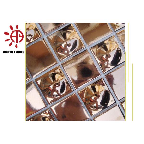 HTY - TRG 300 300*300 Beautiful Rose Gold Color Plating Ceramic Glass Metal Mosaic Tile