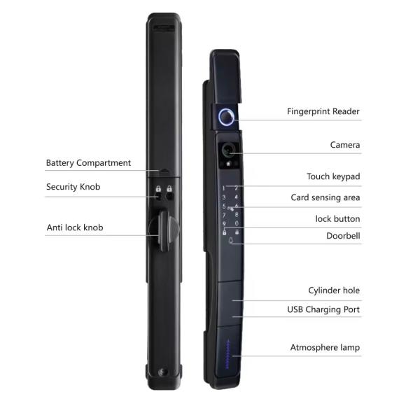 Black Smart Door Lock with Camera and Fingerprint 3D Face Recognition TUYA Waterproof Lock
