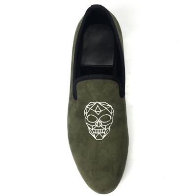 Leisure Light Green Mens Velvet Loafers / Mens Prince Albert Slippers