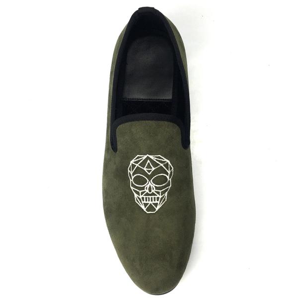 Leisure Light Green Mens Velvet Loafers / Mens Prince Albert Slippers