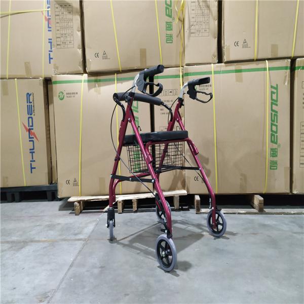 Non Slip Mobility Rollator Sweat Absorbent Aluminum Trolley Walker