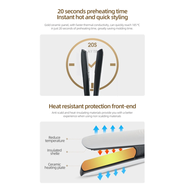 2025 Electric Plastic Tourmaline Ceramic Salon Hotel Household RV Dual Wet & Dry Flat Iron Hair Straightener