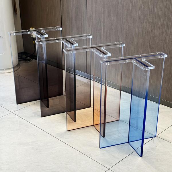 Custom T Shape Acrylic Table Leg Plexiglas Acrylic Dinning Furniture Leg Easy Assembly
