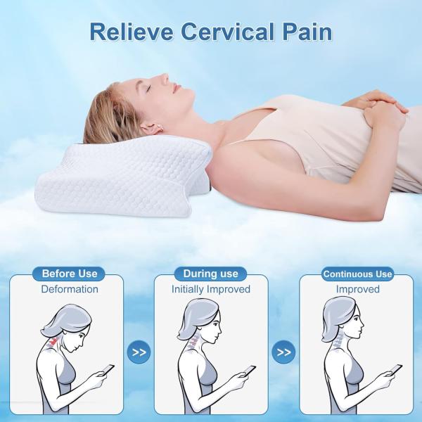 Memory Foam Filling Cervical Pillow for Neck Soft Silk Orthopedic Support Bed Pillows