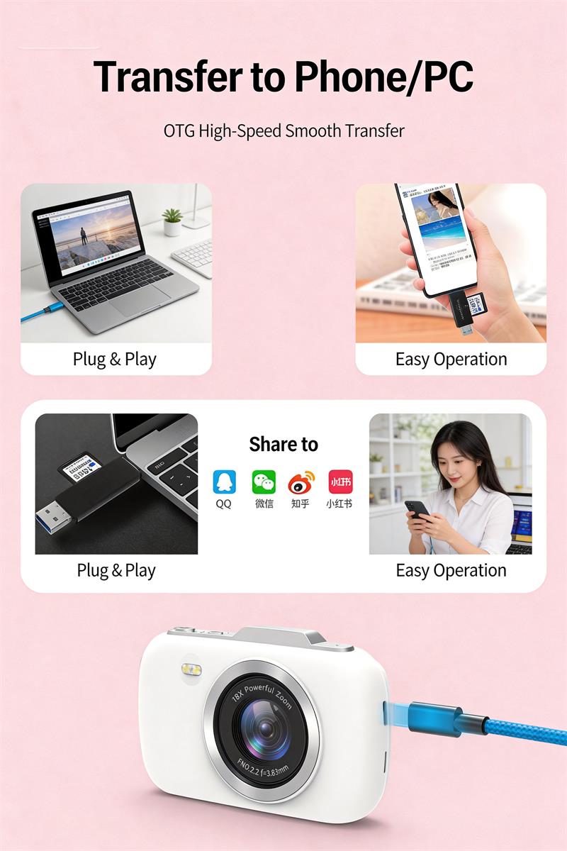DLC G7-A Compact Digital Camera 5K Autofocus Camera with 2.8 Inch Screen Multiple Filters 18X Zoom Vlogging Camera for Travel