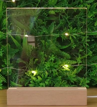 Entrega Rápida LED acrílico stand de luz com base de madeira decoração de lâmpada de noite