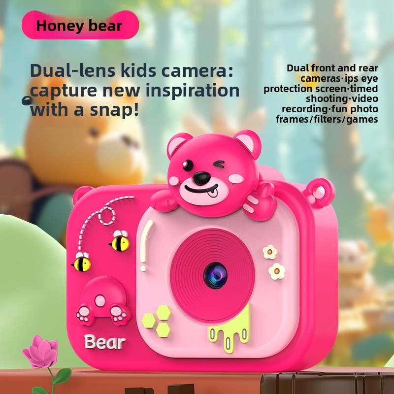 Children's Mini Camera 2-Inch Screen ABS Material Can Take Photos & Videos Play Games HD Children's Toy Cartoon Gift