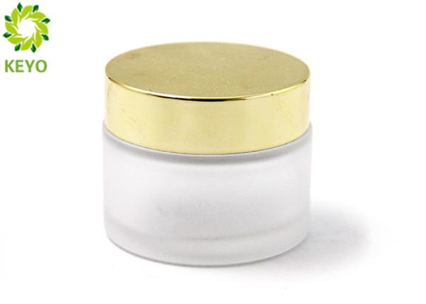 Frosted Glass Cosmetic Cream Jar 30ml With Golden Aluminum Screw Lid
