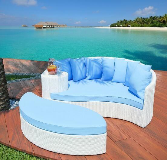 PE Rattan Sun bed patio Backyard beach Chaise Lounge chairs Leisure Aluminium Outdoor Garden wicker Sofa