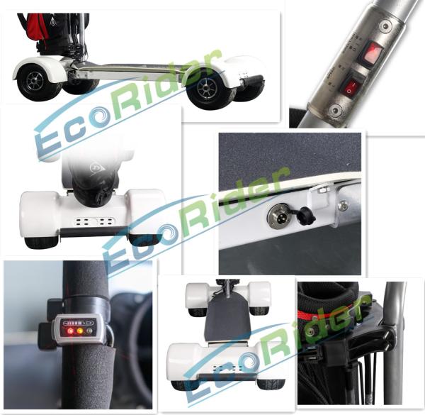 EcoRider Four Wheel Electric Golf Scooter Skateboard Cart with Ajustable Handle