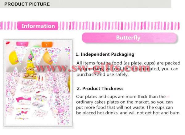 Butterfly Theme birthday pack party decoration birth party supplies set