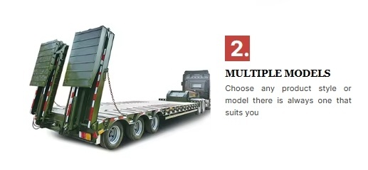 Low Bed Semi Trailer with Ramp 4 3 Axles 40FT 100t Heavy Duty Flatbed Lowboy Truck Trailer