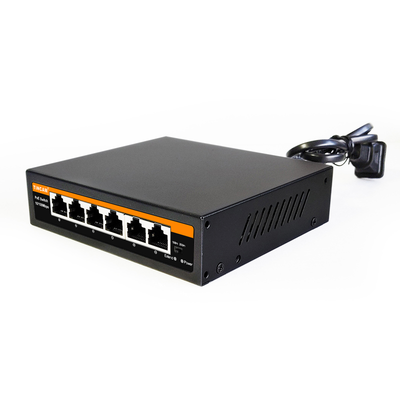 4 Port PoE Switch with 2 Fast Ethernet Uplink Ports 6-Port Unmanaged PoE Switch IEEE 802.3af/at 48W Built-in Power Supply Unmanaged TNC-EPS4306N4