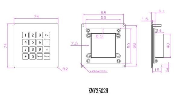 Access Control System IK07 Anti Vandal Stainless Steel Function Keypad