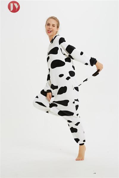 Thick Warm Flannel Adult Cow Onesie For Halloween Cosplay Super Soft Thermal