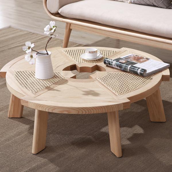 Outdoor Center Cane Round Coffee Rattan Table 80 * 80