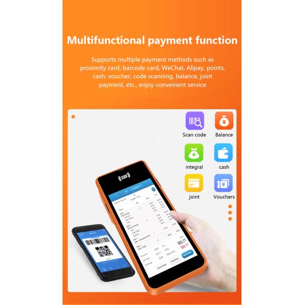 5.45inch Android Systems Mobile Pos Machine Handheld Smart Cashier Terminal with Printer Output Type Monochrome and Wifi