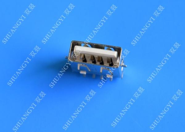 DIP 180 Degree Jack Socket 4 Pin USB Charging Connector , 15mm USB 2.0 Female Type A Connector