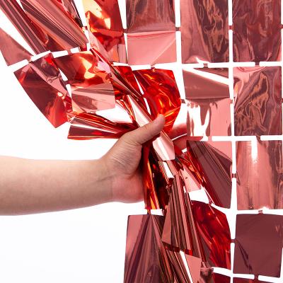 100cm 200cm Square Metallic Foil Backdrop Red Metallic Fringe Curtain
