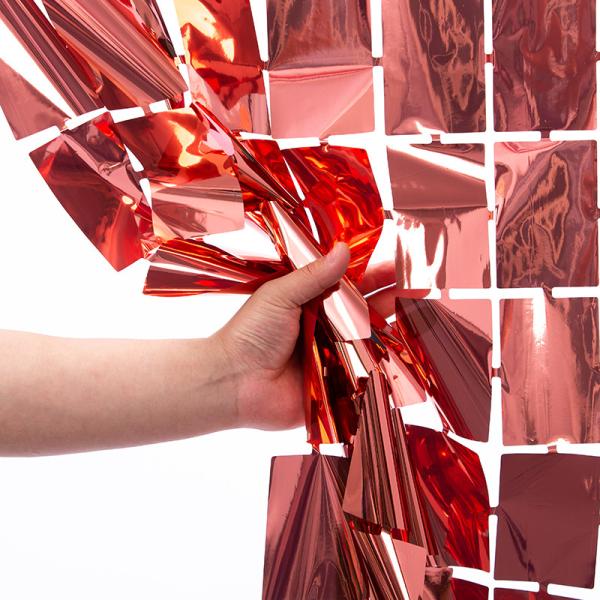 100cm 200cm Square Metallic Foil Backdrop Red Metallic Fringe Curtain