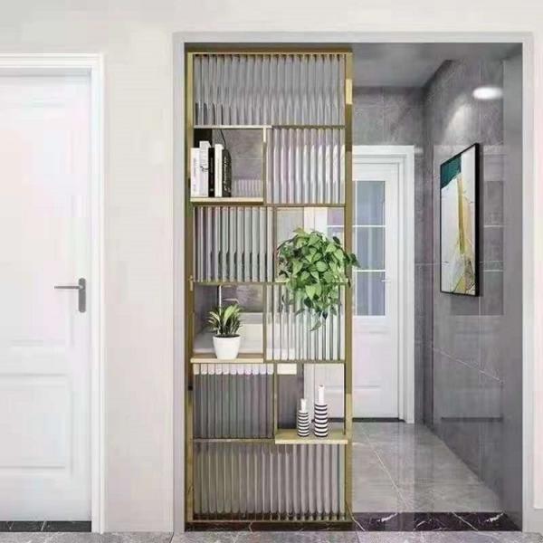 Home Interior Standing Metal Room Divider Round Metal Glass Room Divider